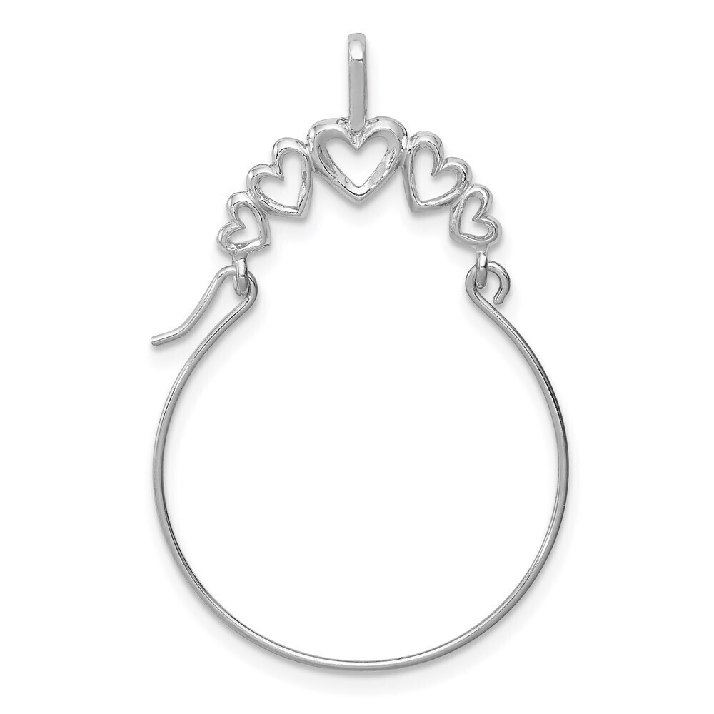 Million Charms 14k White Gold Polished 5-Heart Charm Holder Pendant